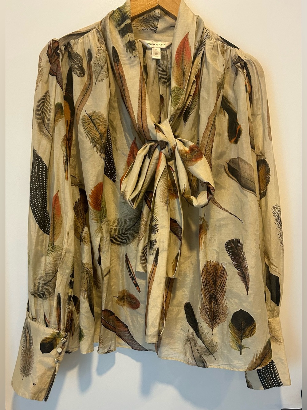 Banana Republic Harper | Cotton-Silk  | Tie-Neck Blouse | Tall Long/Large
